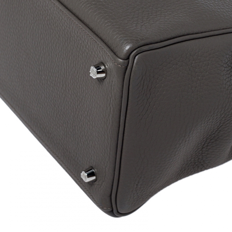Pre Owned Hermes Etain Clemence Leather Palladium Hardware Kelly Retourne 40 Bag