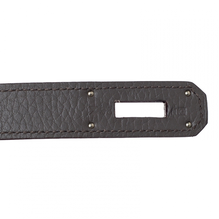 Pre Owned Hermes Etain Clemence Leather Palladium Hardware Kelly Retourne 40 Bag