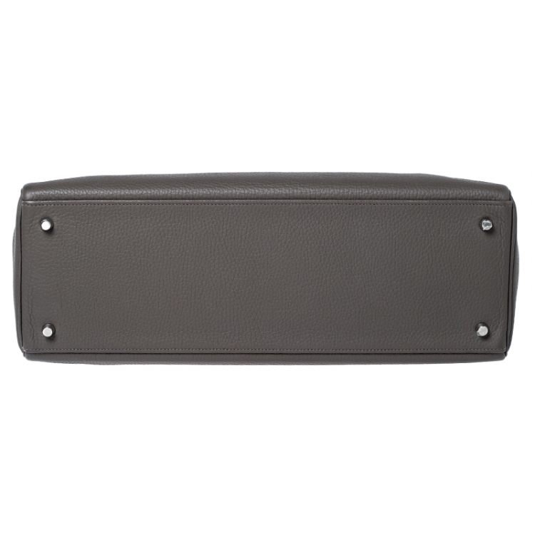 Pre Owned Hermes Etain Clemence Leather Palladium Hardware Kelly Retourne 40 Bag