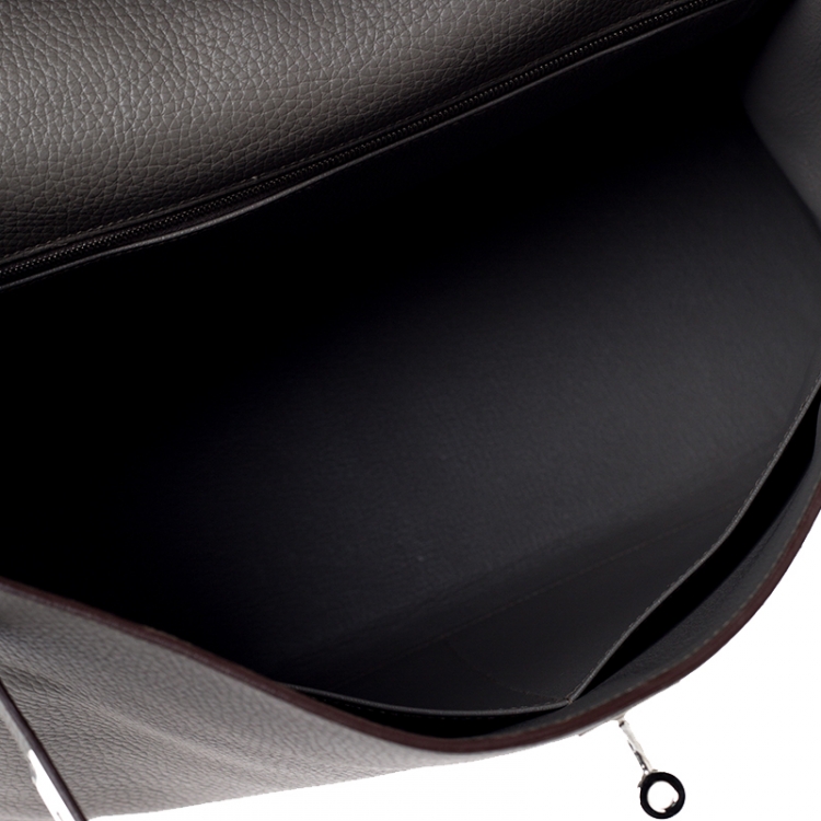 Pre Owned Hermes Etain Clemence Leather Palladium Hardware Kelly Retourne 40 Bag