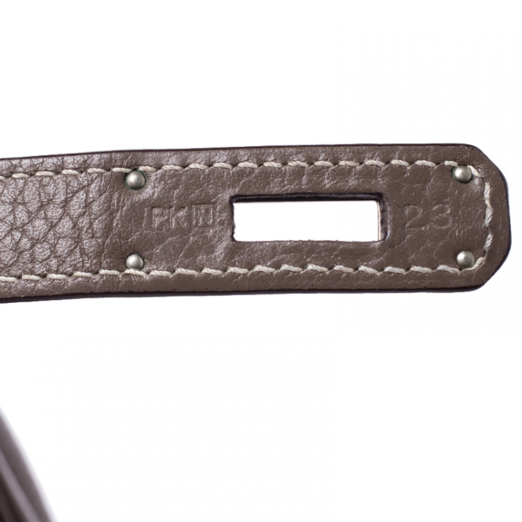 Pre Owned Hermes Taupe Grey Clemence Leather Palladium Hardware Birkin 35 Bag