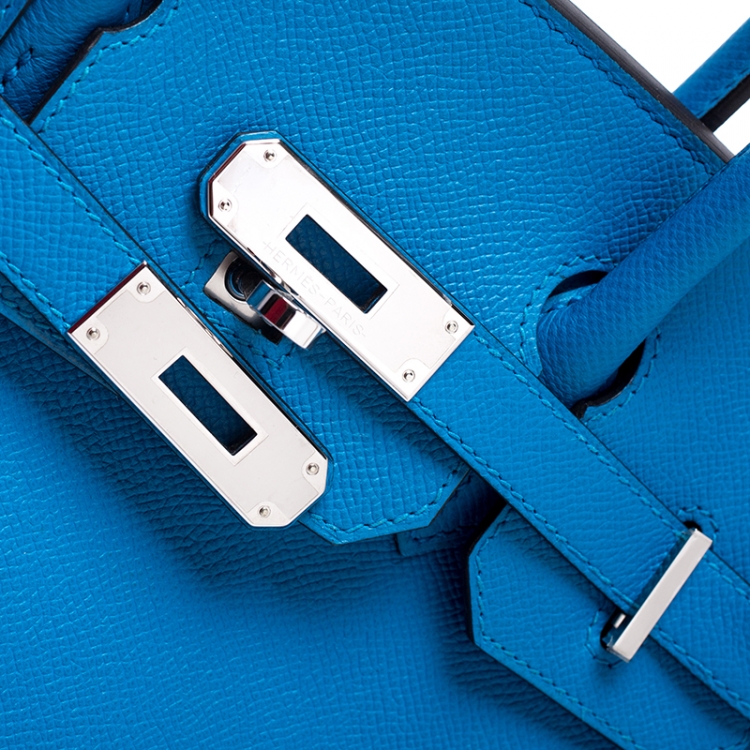Pre Owned Hermès Bleu Zanzibar Epsom Leather Palladium Hardware Birkin 30 Bag