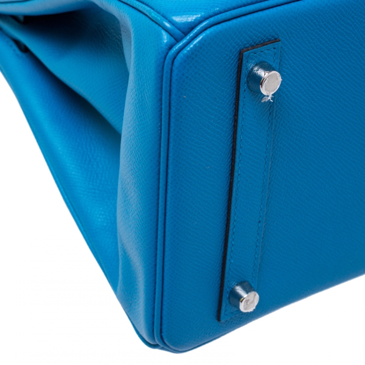 Pre Owned Hermès Bleu Zanzibar Epsom Leather Palladium Hardware Birkin 30 Bag