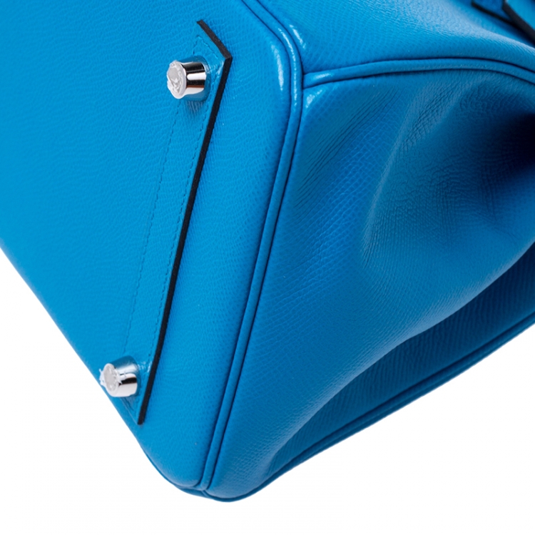 Pre Owned Hermès Bleu Zanzibar Epsom Leather Palladium Hardware Birkin 30 Bag