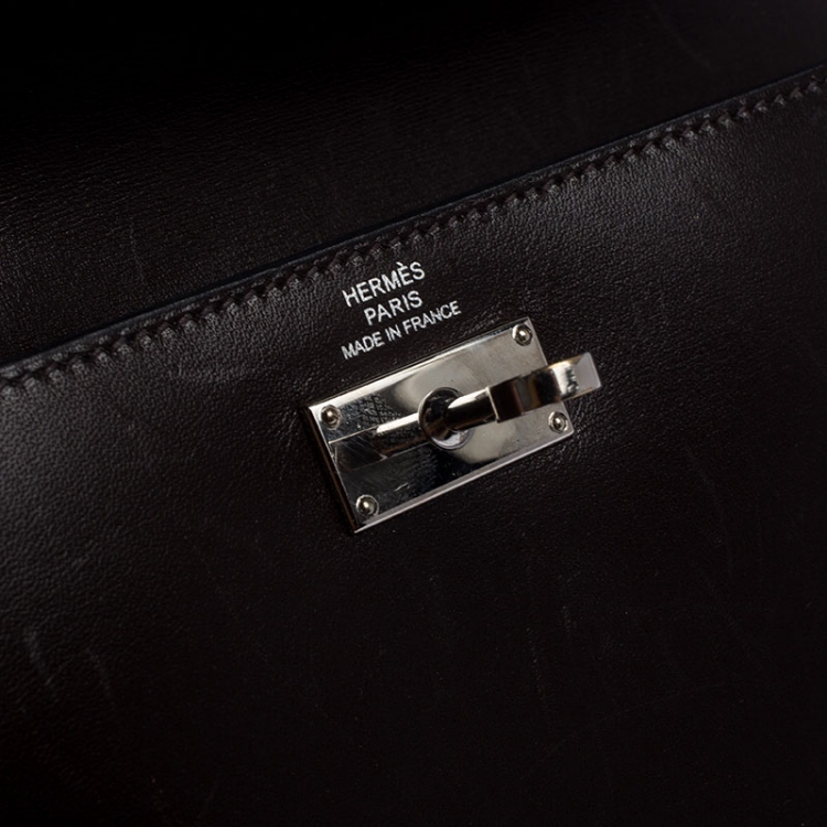 Pre Owned Hermes Chocolat Boxcalf Leather Long Kelly Wallet