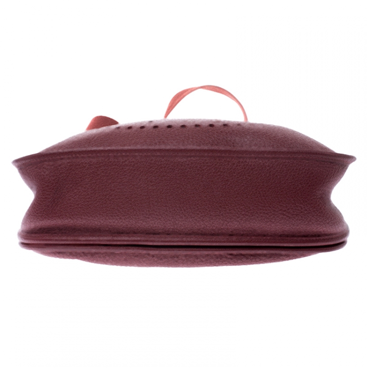 Pre Owned Hermes Bois De Rose Clemence Leather Evelyne III GM Bag