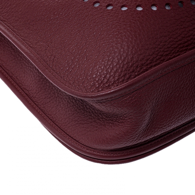 Pre Owned Hermes Bois De Rose Clemence Leather Evelyne III GM Bag