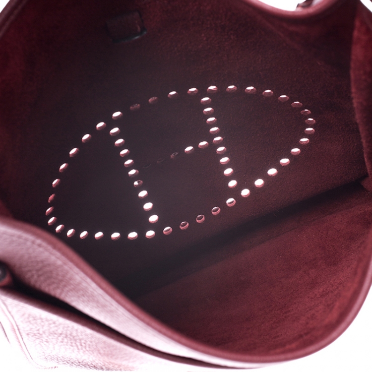 Pre Owned Hermes Bois De Rose Clemence Leather Evelyne III GM Bag