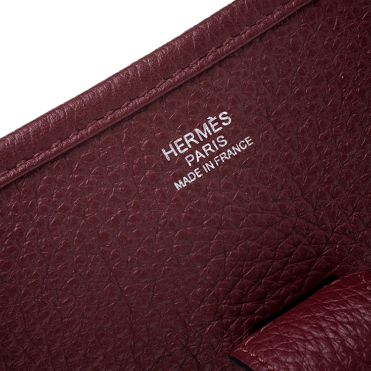 Pre Owned Hermes Bois De Rose Clemence Leather Evelyne III GM Bag