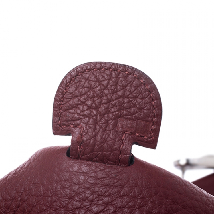 Pre Owned Hermes Bois De Rose Clemence Leather Evelyne III GM Bag