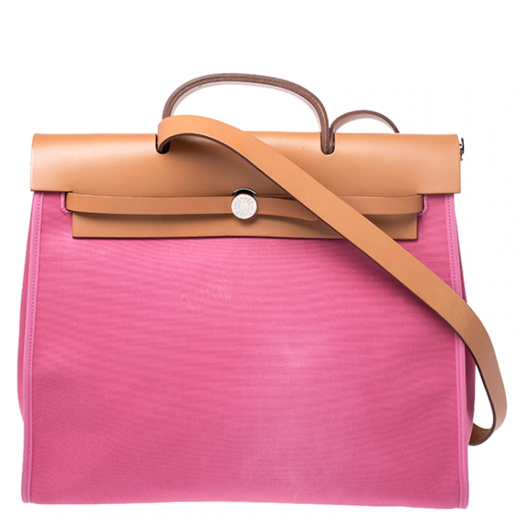 Hermes Herbag Pink Cloth Handbags  Handbag outfit, Pink bag, Hermes  handbags