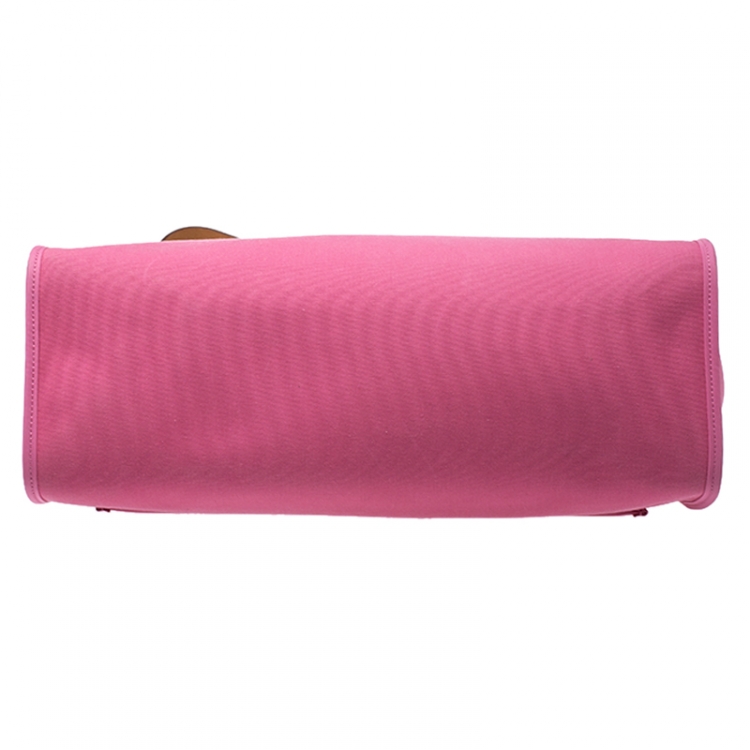 Pre Owned Hermes Rose Lipstick/Natural Canvas and Leather Herbag Zip 39 Bag
