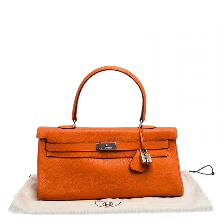 Pre Owned Hermes Bougainvillier Clemence Leather Palladium Hardware Shoulder Kelly 40 Bag