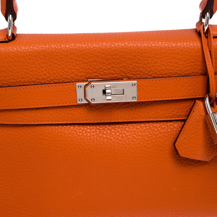 Pre Owned Hermes Bougainvillier Clemence Leather Palladium Hardware Shoulder Kelly 40 Bag