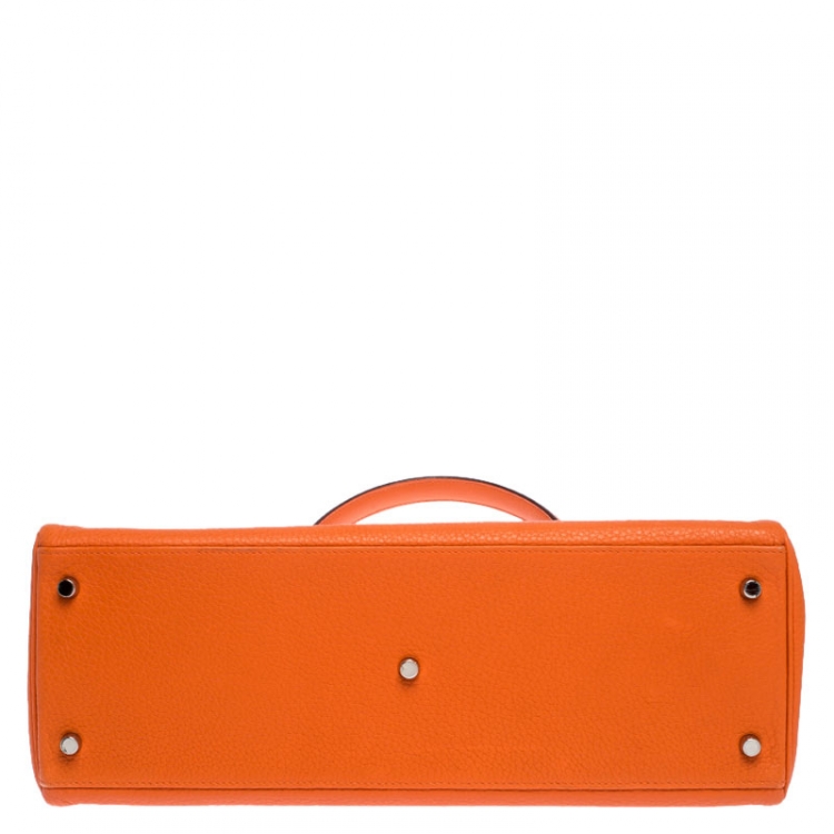 Pre Owned Hermes Bougainvillier Clemence Leather Palladium Hardware Shoulder Kelly 40 Bag