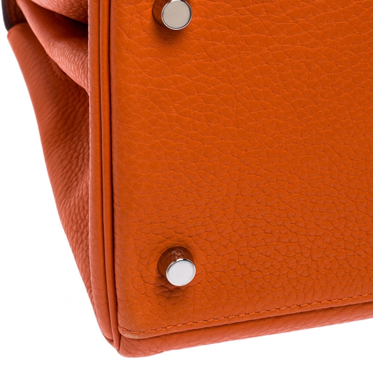 Pre Owned Hermes Bougainvillier Clemence Leather Palladium Hardware Shoulder Kelly 40 Bag