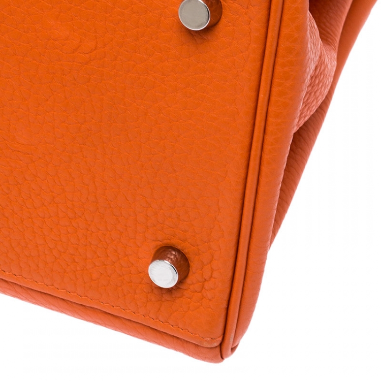 Pre Owned Hermes Bougainvillier Clemence Leather Palladium Hardware Shoulder Kelly 40 Bag