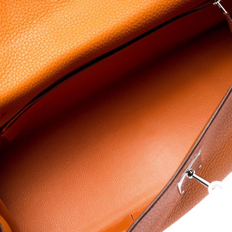 Pre Owned Hermes Bougainvillier Clemence Leather Palladium Hardware Shoulder Kelly 40 Bag