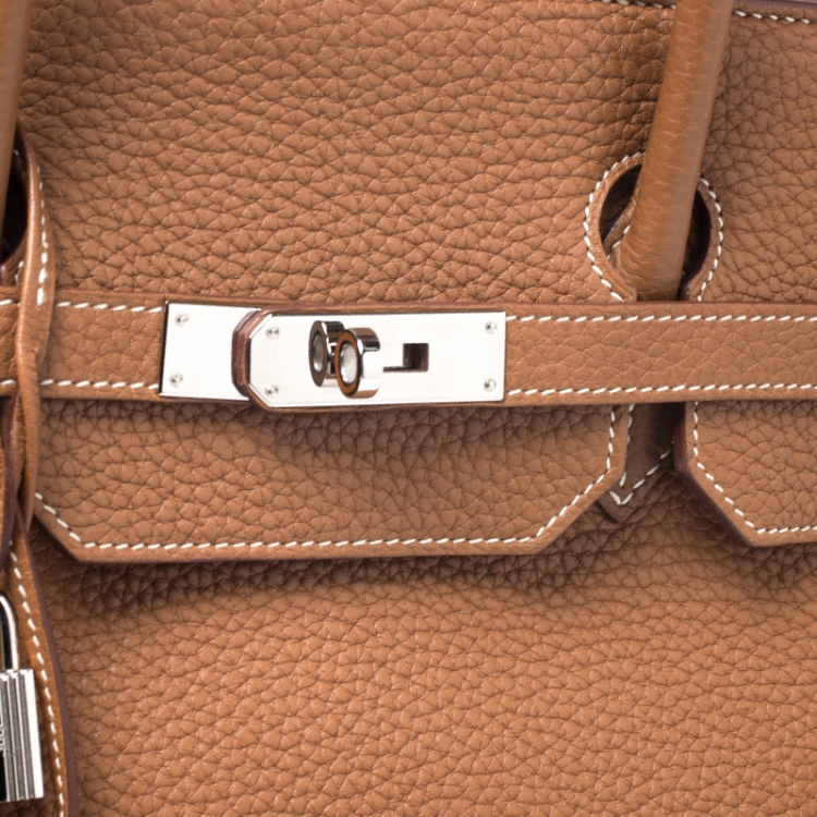 Pre Owned Hermes Gold Clemence Leather Palladium Hardware Birkin 40 Bag