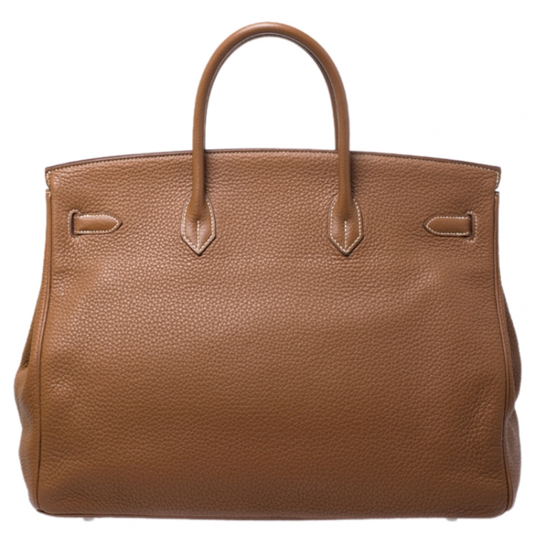 Pre Owned Hermes Gold Clemence Leather Palladium Hardware Birkin 40 Bag