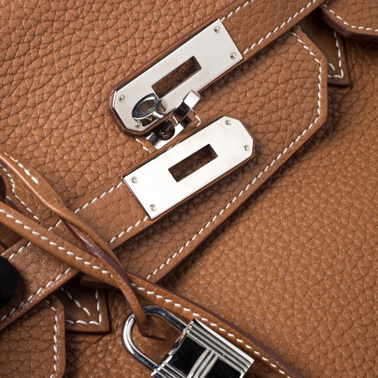 Pre Owned Hermes Gold Clemence Leather Palladium Hardware Birkin 40 Bag