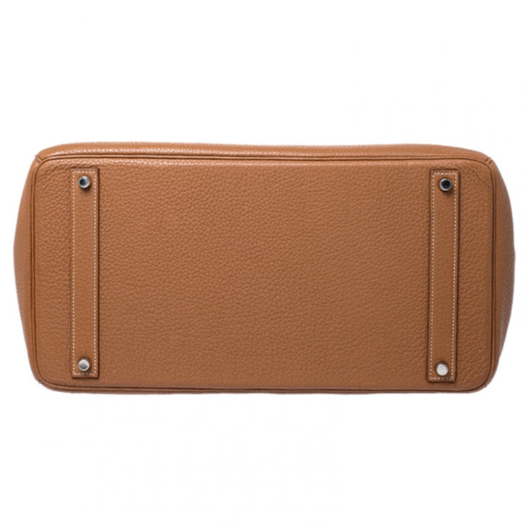 Pre Owned Hermes Gold Clemence Leather Palladium Hardware Birkin 40 Bag