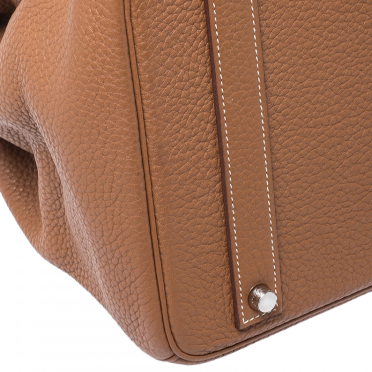 Pre Owned Hermes Gold Clemence Leather Palladium Hardware Birkin 40 Bag