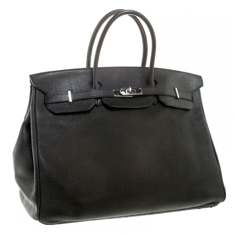 Pre Owned Hermes Black Togo Leather Silver Hardware Birkin 40 Bag