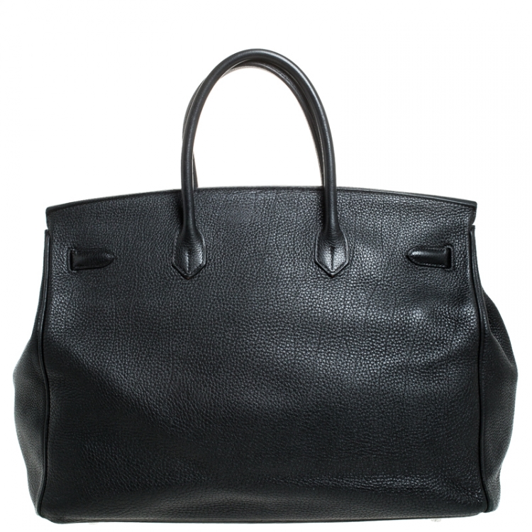 Pre Owned Hermes Black Togo Leather Silver Hardware Birkin 40 Bag