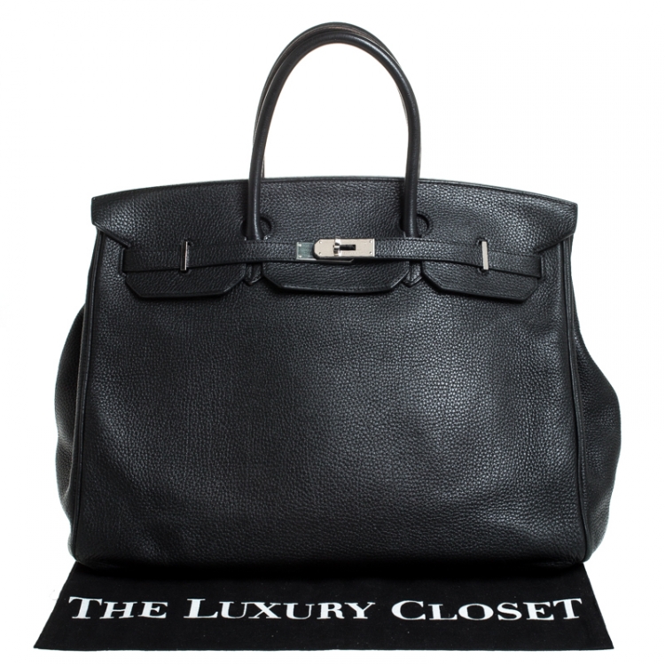 Pre Owned Hermes Black Togo Leather Silver Hardware Birkin 40 Bag