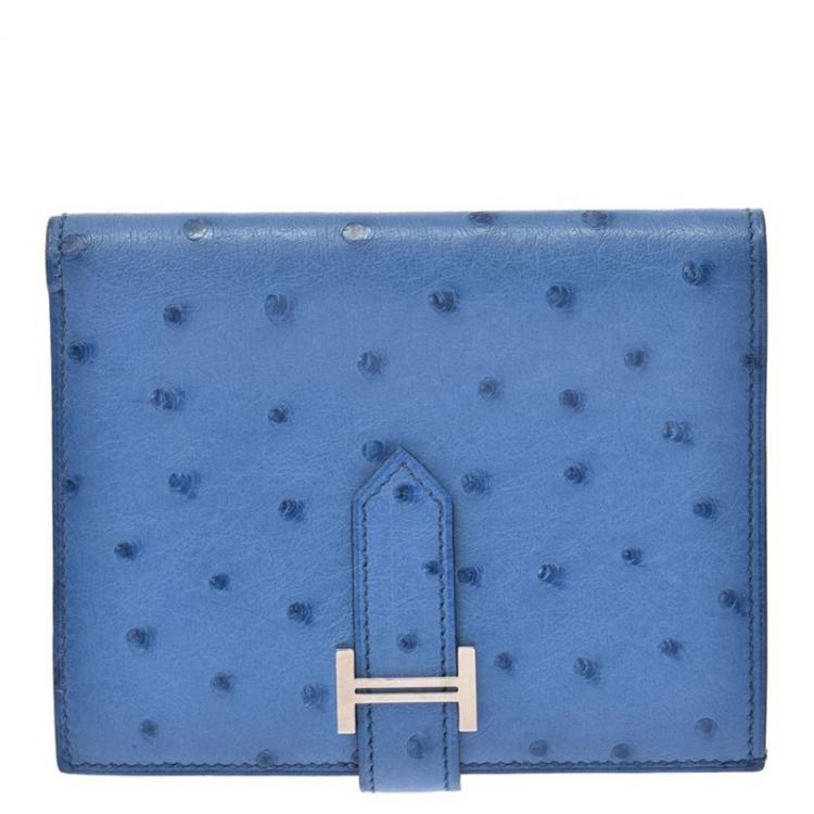 s Blue Ostrich Leather Bearn Compact 