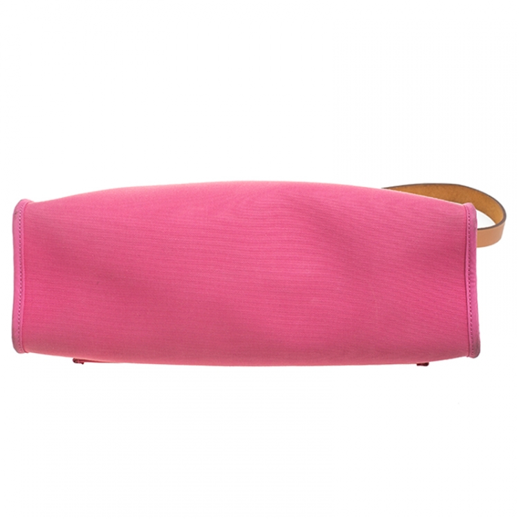 مملوكة مسبقًا Hermes Rose Lipstick/Natural Canvas and Leather Herbag Zip 31 Bag
