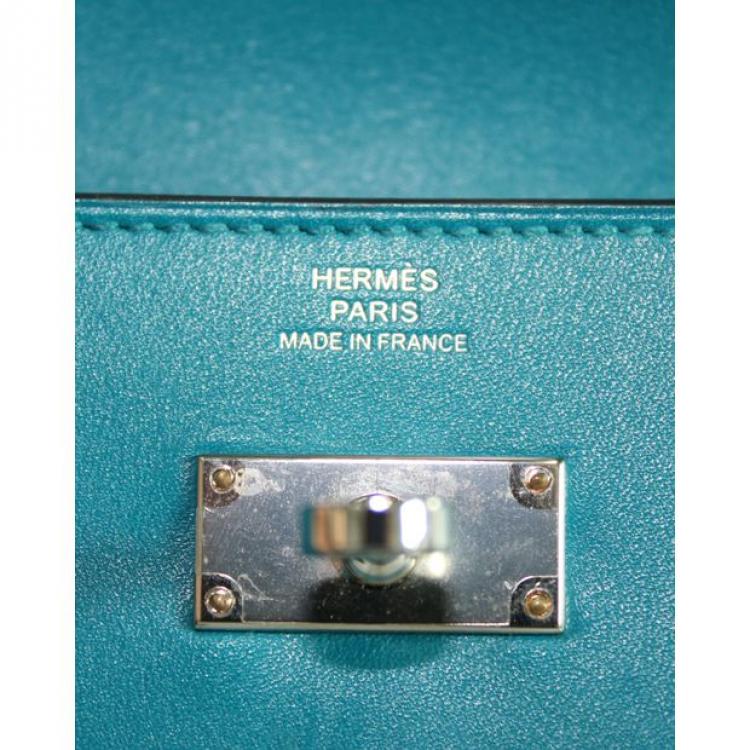 Pre Owned Hermes Blue Leather Classic Kelly Wallet 