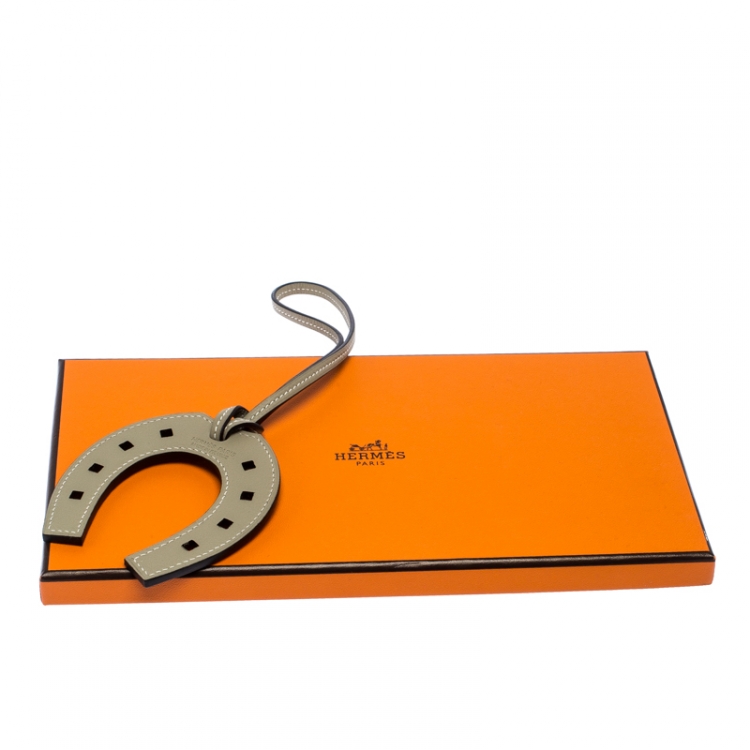 Pre Owned Hermes Moss Green Leather Horse Shoe Bag Charm