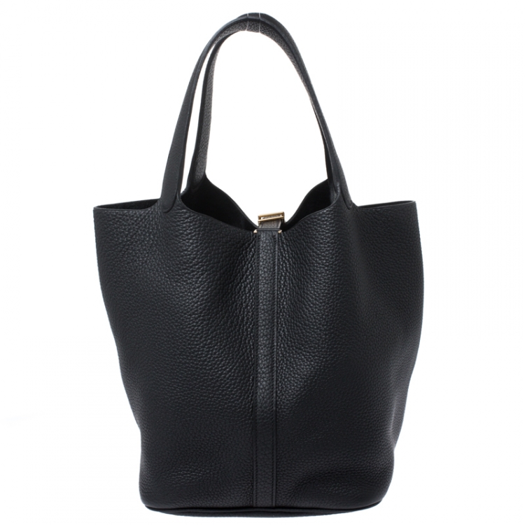 Pre Owned Hermes Black Togo Leather Gold Hardware Picotin GM Bag