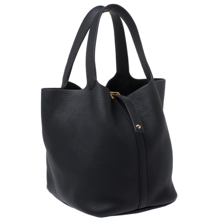 Pre Owned Hermes Black Togo Leather Gold Hardware Picotin GM Bag