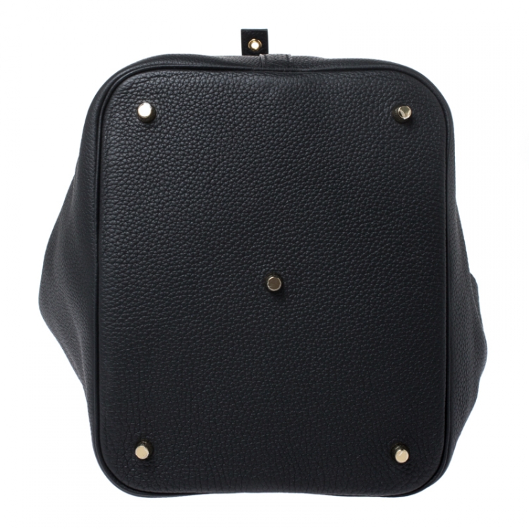 Pre Owned Hermes Black Togo Leather Gold Hardware Picotin GM Bag