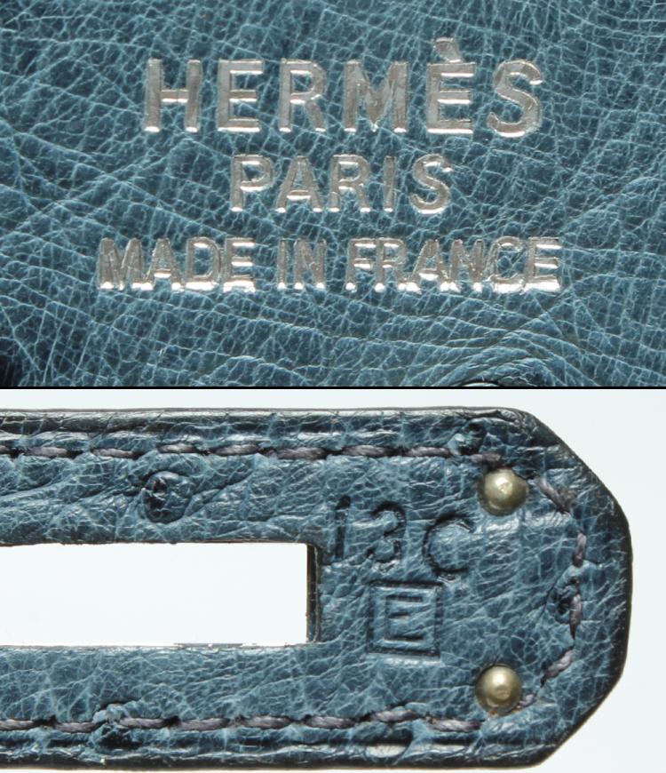 Pre Owned Hermes Blue Ostrich Leather Palladium Hardware Birkin 35 Bag