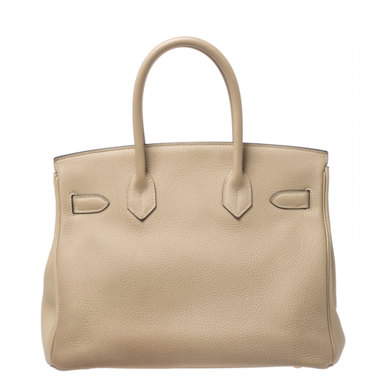 مملوكة مسبقًا Hermes Beige Togo Leather Gold Hardware Birkin 30 Bag