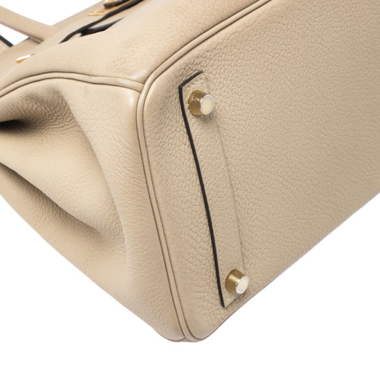 مملوكة مسبقًا Hermes Beige Togo Leather Gold Hardware Birkin 30 Bag