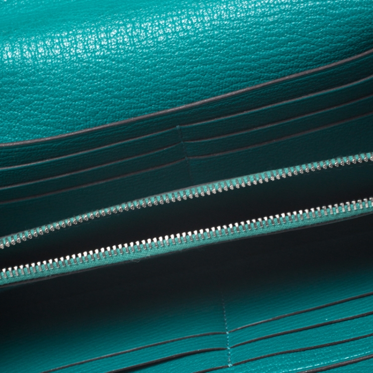 Pre Owned Hermes Vert Vertigo Taurillon Novillo Leather Classic Kelly Wallet