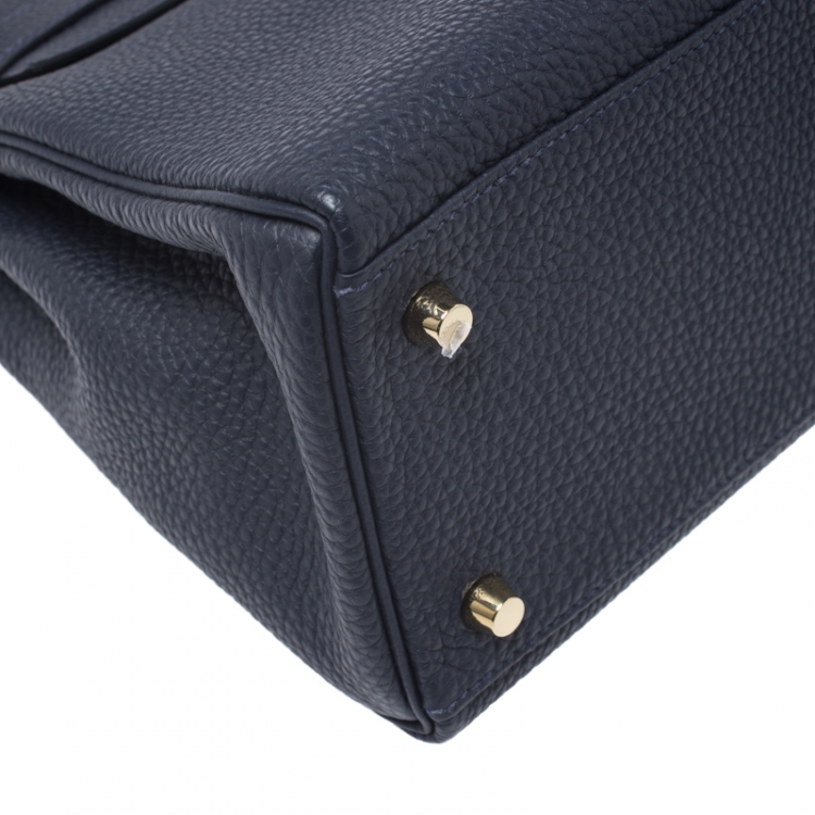 Pre Owned Hermes Indigo Blue Togo Leather Gold Hardware Kelly Retourne 28 Bag