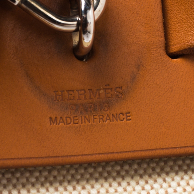 Pre Owned Hermes Beige/Natural Brown Canvas and Leather Herbag 39 bag