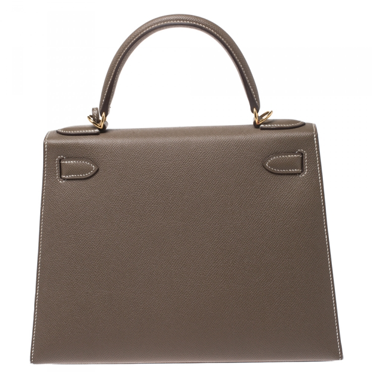 مملوكة مسبقًا Hermes Etoupe Epsom Leather Gold Hardware Kelly Sellier 28 Bag