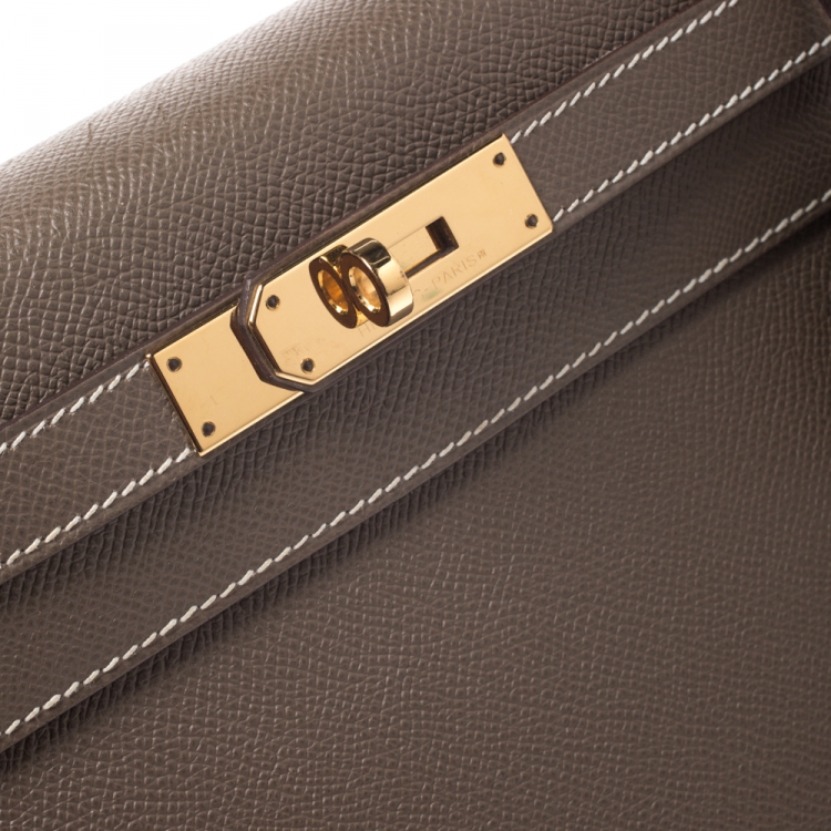 مملوكة مسبقًا Hermes Etoupe Epsom Leather Gold Hardware Kelly Sellier 28 Bag