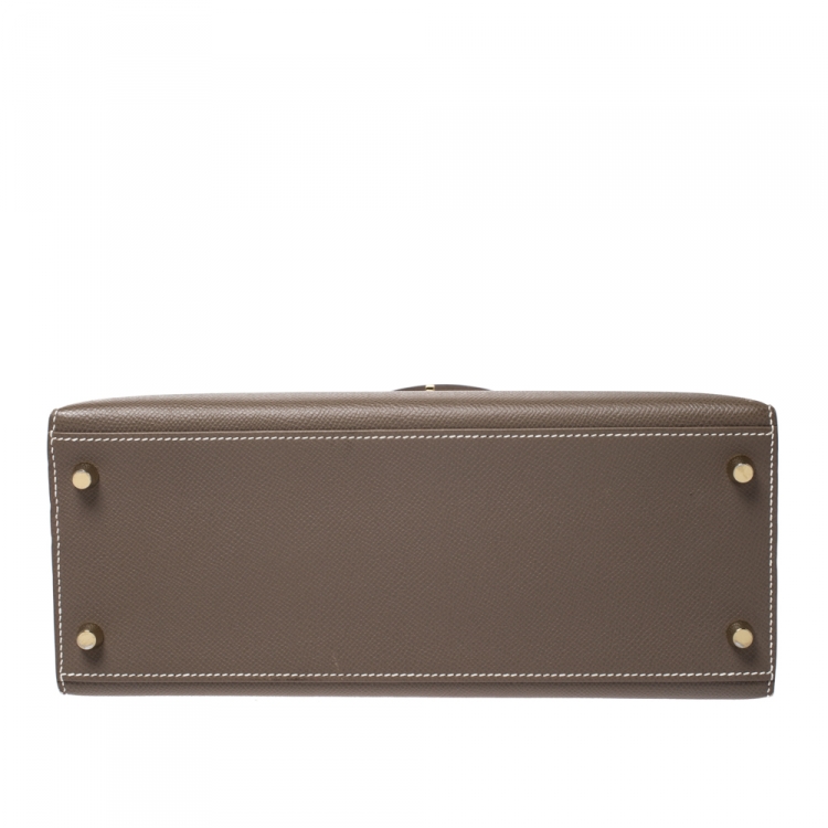 مملوكة مسبقًا Hermes Etoupe Epsom Leather Gold Hardware Kelly Sellier 28 Bag