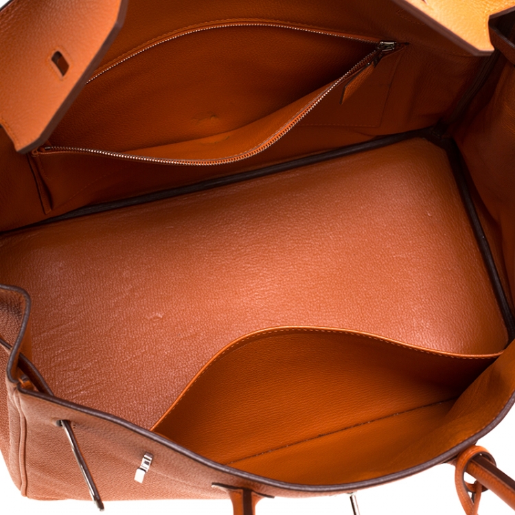 Pre Owned Hermes Orange Togo Leather Palladium Hardware Birkin 35 Bag