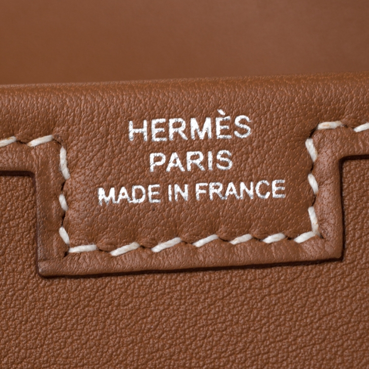 Pre Owned Hermes Gold Swift Leather Elan 29 Jige Clutch