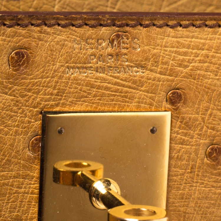 Pre Owned Hermes Natural Ostrich Gold Hardware Kelly Sellier 32 Bag