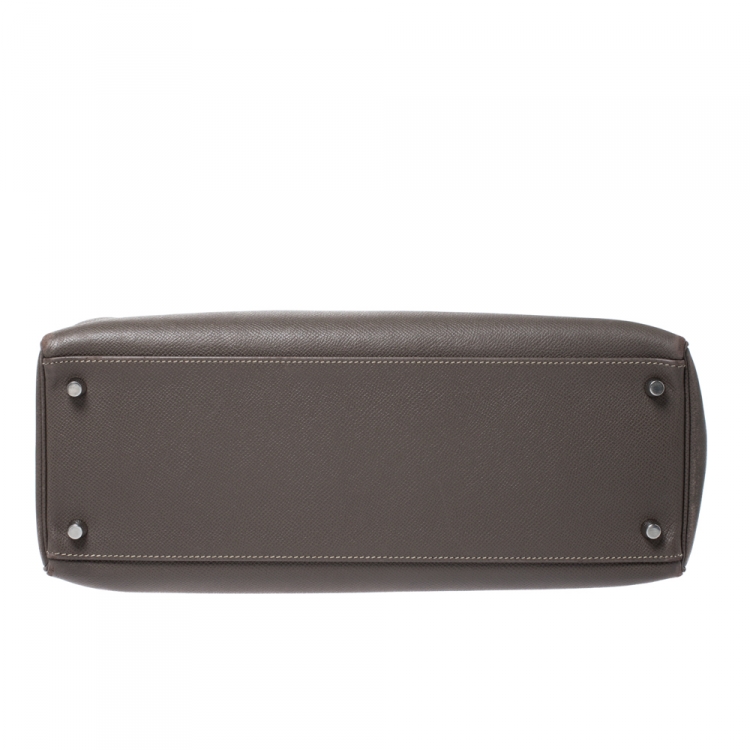 Pre Owned Hermes Taupe Epsom Leather Palladium Hardware Kelly Retourne 35 Bag